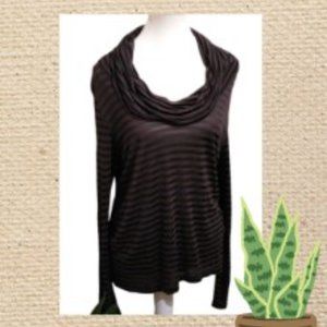 MARC AUREL brown black long sleeves light stripes top t-shirt blouse EUR…